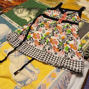 Basic Editions Girls 14/16 Pink/Black/Green Sleeveless Dress